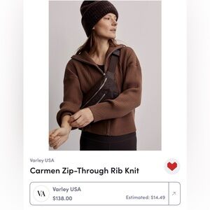 Varley Carmen Full Zip in Brown